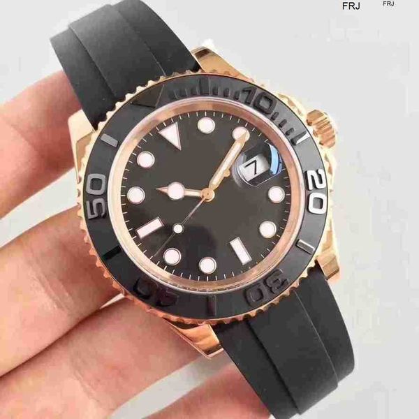 

mens watches rolax mechanical watch 40mm rubber strap rose gold automatic movement stainless steel master, Slivery;brown