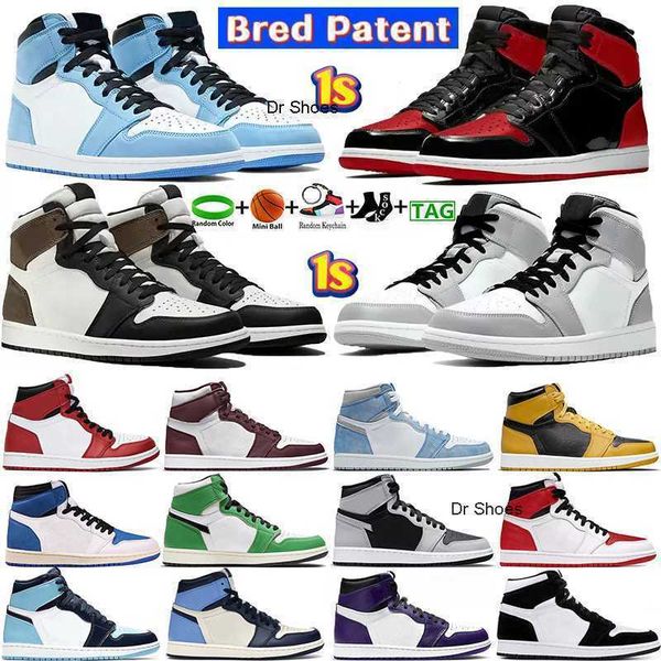

mens 1 basketball shoes 1s heritage patent bred university blue high dark mocha twist light smoke grey chicago unc bordeaux royal toe men