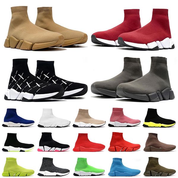 

luxury 2023 speedy 2.0 sock shoes designer for men women trainers fly knit triple black white pink red brown graffiti speeds 1.0 jogging fas