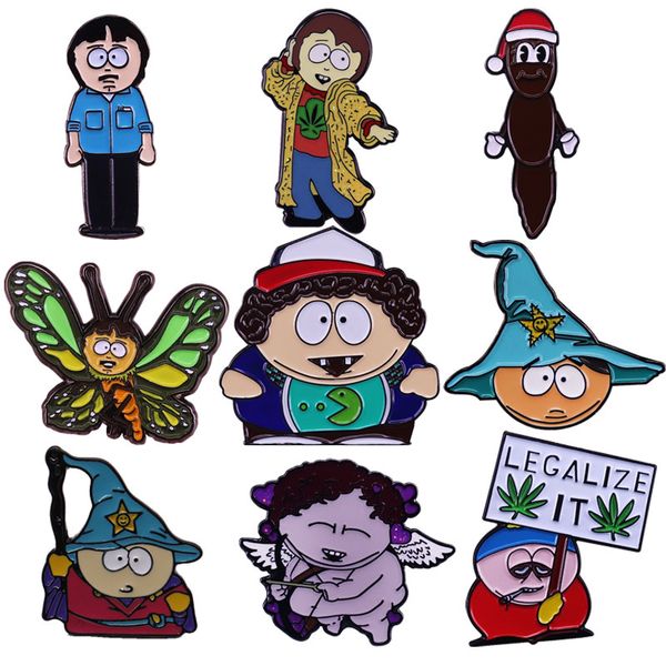 

character security guard randy marsh cupid lapel pins backpack jeans enamel brooch park badges pin women fashion jewellery gifts, Blue