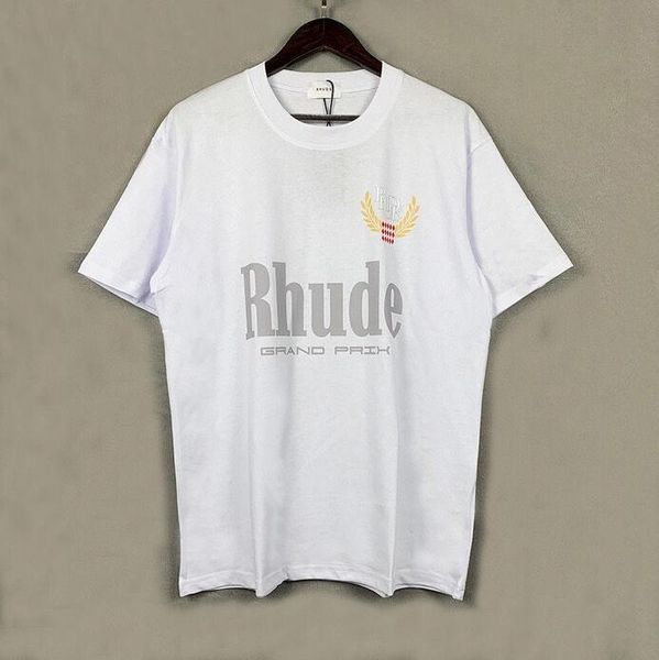 

summer mens t-shirts womens rhuds designers for men letter polos embroidery tshirts clothing short sleeved tshirt large tees yam4, White;black