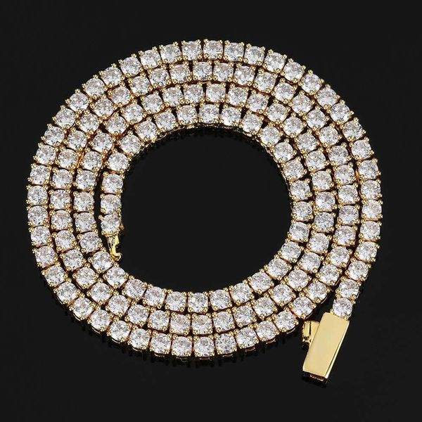 

strands strings gold tennis chain 3mm 4mm 5mm 1 row bling diamond zircon necklace hip hop man and women iced out jewelry 230316, Black
