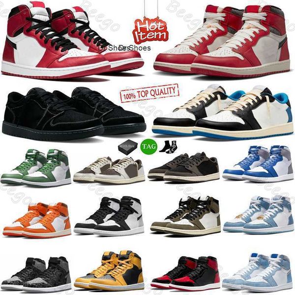

with box 1 retro og basketball shoes travis scotts men women 1s black phantom lost and found reverse mocha patent bred starfish true mens