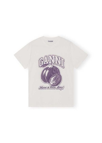 

ganni 2023ss fashion printed multi-color short-sleeved tees, White