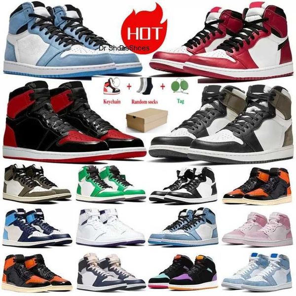 

og high basketball quality shoes 1s mens university blue royal patent bred jumpman ones womens dark mocha bordeaux men woman 1 sneakers, Black