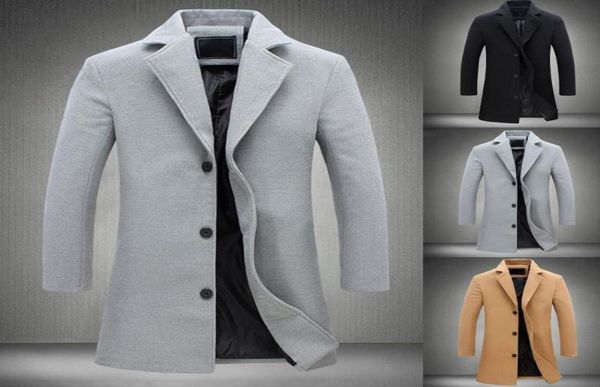 

men039s trench coats winter men coat single breasted decorative men39s jacket easy match polyester keep warm male overcoat f9777699, Tan;black