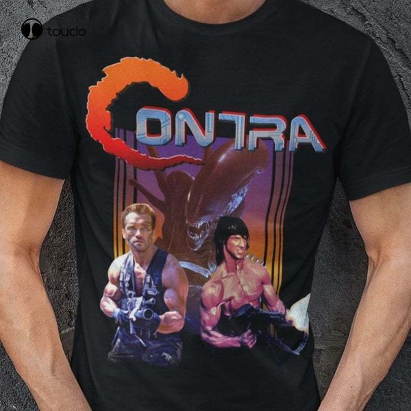 

mens tshirts contra movie game arnold schwarzenegger vs tshirt cotton tee shirt 230317, White;black