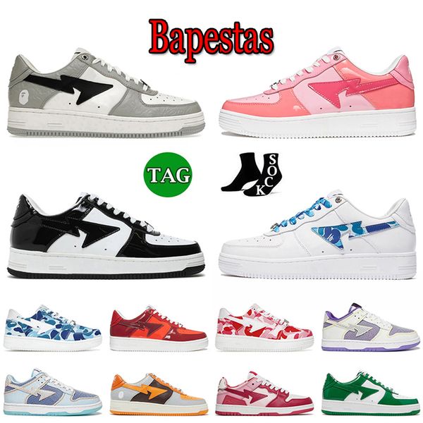 

baped running shoes for men women designer bapestas sneakers patent black white unc camo pink pastel pack brown beige blue flat gai trainers