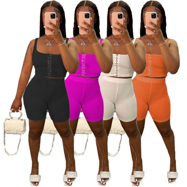 

2023 designer summer tracksuits two piece sets women outfits sleeveless tank and shorts matching sweatsuit yoga fitness clothes sportswear b, Gray