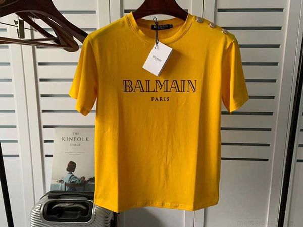 

designer luxury coats ss spring summer new bal shoulder gold button gilded letter cotton tshirt couple classic print dress 3frwt5fwr, Black;white