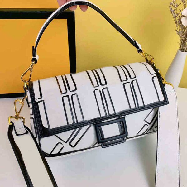 

designer baguette shoulder bags women graffiti handbag leather messenger crossbody bags lady letter print purse 220524
