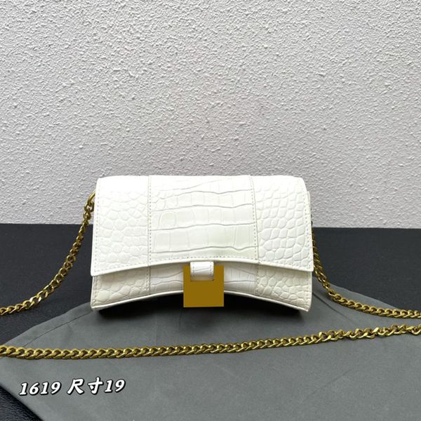 

fashion luxury designer bag of hourglass chain bag shiny crocodile embossed leather small hourglass bag