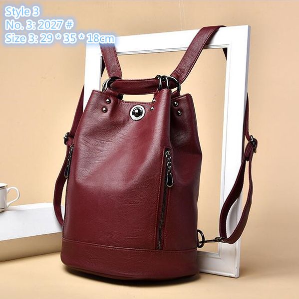 

wholesale ladies shoulder bags 3 versions simple solid color leather backpack vertical large capacity wear-resistant retro handbag double zi