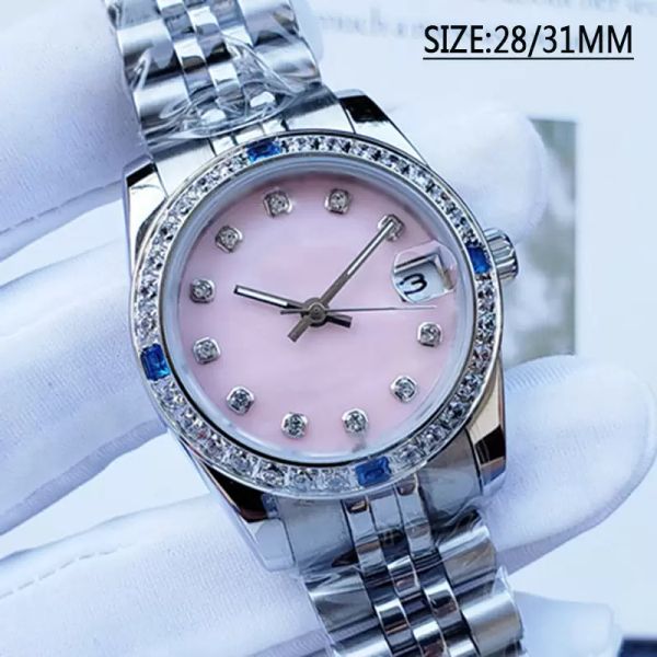 

watches wristwatches women watch 28/31mm full stainless steel automatic mechanical diamond bezel luminous waterproof lady wristwatches fashi, Slivery;brown