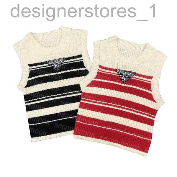 

designer shiny sequin tank women casual knitting vest fashion stripe knitted vests crew neck knitwear hxa7, White