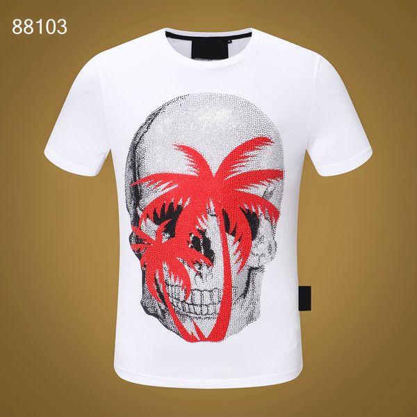 

new mens womens designer t shirts fashion man t-shirt cotton casual tees short sleeve luxury hip hop streetwear tshirts rhinestone skull t-s, White;black