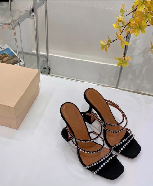 

designer amina muaddi sandals diamond heel clear nice begum glass luxury crystal transparent slingback heel 10cm size 35-41, Black