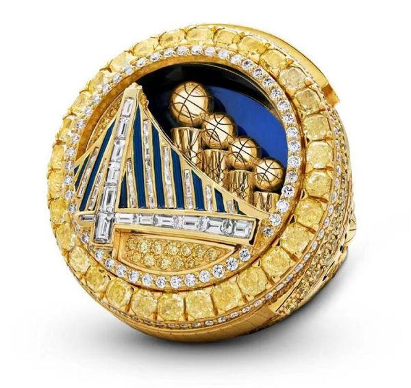 

2022 curry basketball warriors team championship ring with wooden display box souvenir men fan gift jewelry7577707, Golden;silver