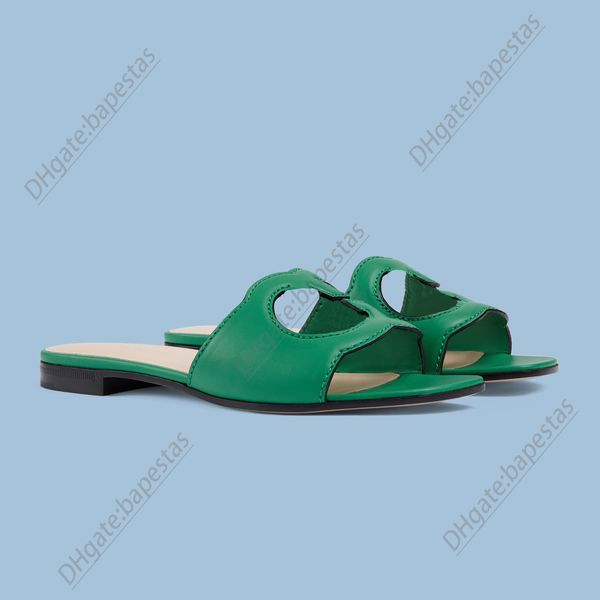 

interlocking g cut-out high heel sandals women slides man slide designer summer beach fashion luxury leather flat slippers walking flip flop, Black