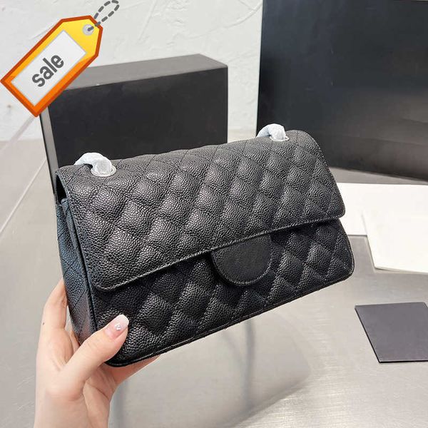 

luxury designer shoulder bags 2023 women's classic caviar bag texture cowhide gold and silver metal chain single shoulders crossbody ba