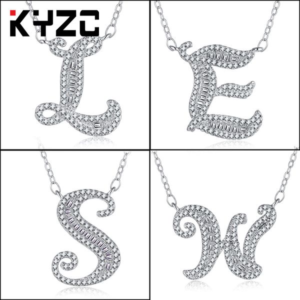 

pendant necklaces selling jewelry, t-square, 26 english letters, super sparkling zircon necklace, versatile, short style for women, Silver