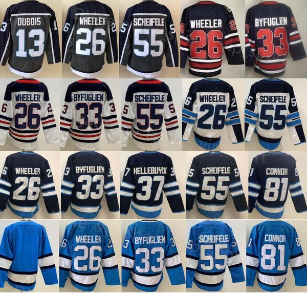 

men heritage classic ice hockey 26 blake wheeler jersey blank 55 mark scheifele 37 connor hellebuyck 81 kyle connor 33 dustin byfuglien 13 p, Black;red