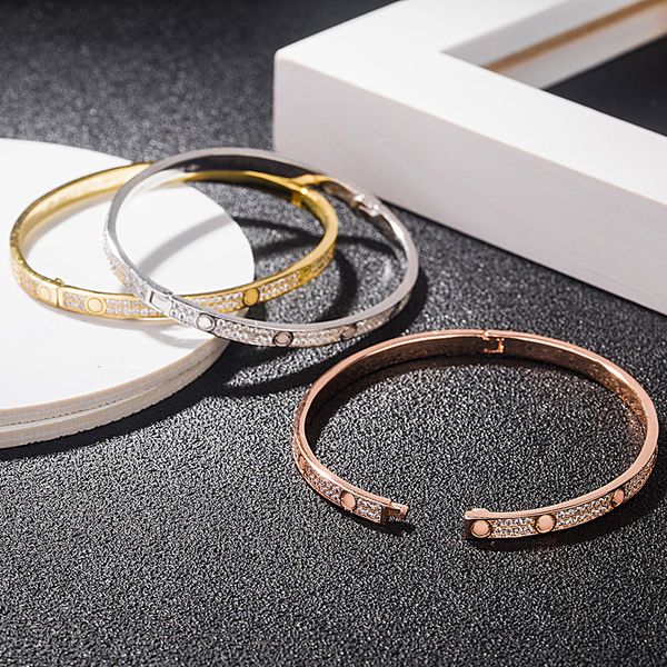 

4mm wide love diamond bracelets men and women designer screw bracelet luxury full fashion classic bracelets christmas valentine's day d, Black