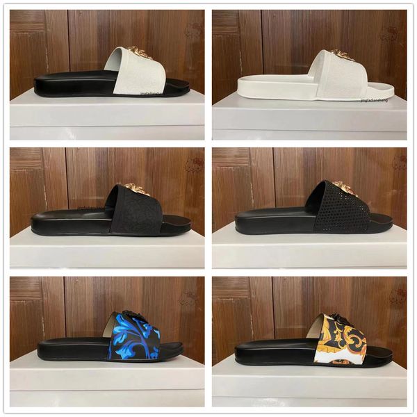 

summer luxury sandal designer women's flip flop men's sandal fashion genuine leather slide metal chain women's casual shoes 3, Black