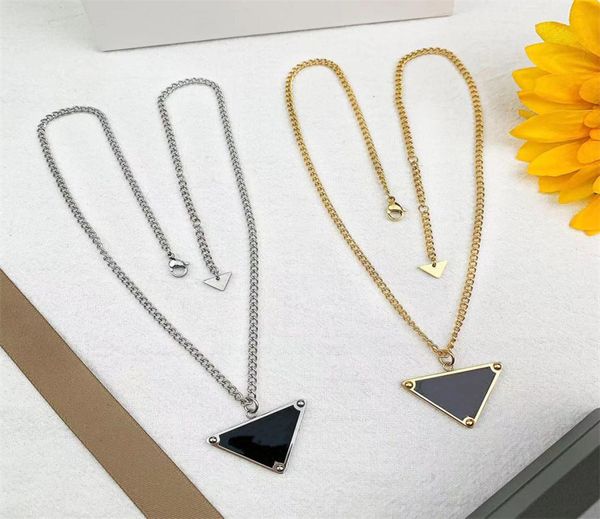

designer jewelry fashion necklaces black white triangle pendants stainless steel18k gold plated for womengirl men valentine0399663858, Silver