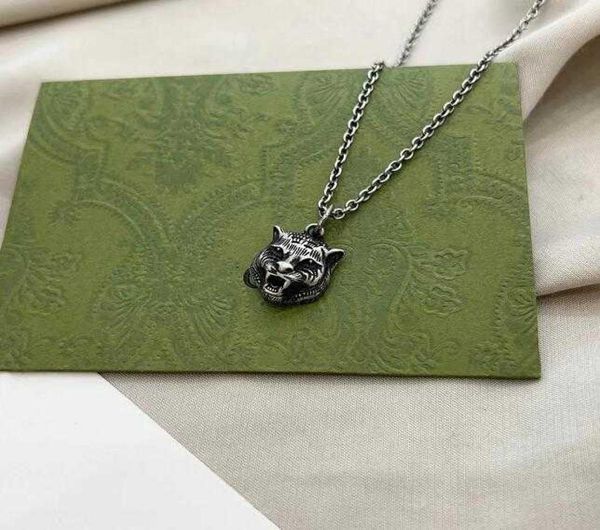

luxury 925 sterling silver choker necklace designer tiger jewelry cuban chain stainless steel double letter wolf pendants for men 8852642