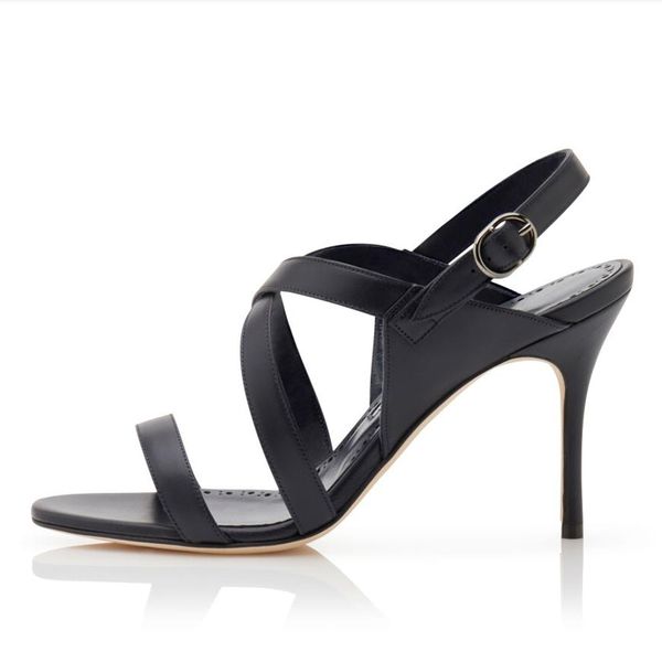 

fashion women sandals pump singanu 90 mm italy originals navy blue cream nappa leather cross double ankle strap peep toe designer banquet hi, Black