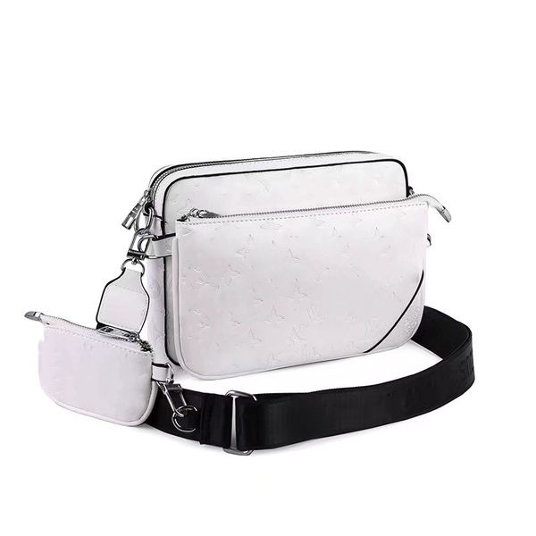 

new men's embossed shoulder bag stylish three-piece bag