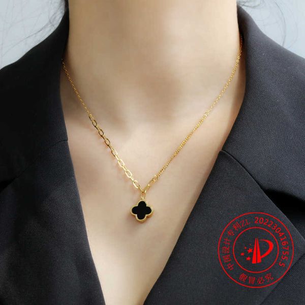 

pendant s strands strings s925 sterling silver women's gold-plated clover necklace ins style niche design versatile jewelry