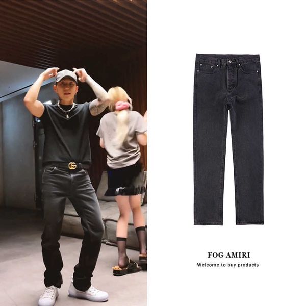 

jeans mens am1r1 trousers pants mirri ripped fashion designer brand new men's white embroidery patch elastic slim denim hip hop high zi, Blue