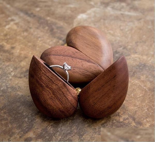 

jewelry boxes heart shaped walnut wood ring box veet soft interior holder organizer jewelry wooden for proposal engagement c3 drop2376617, Black;white