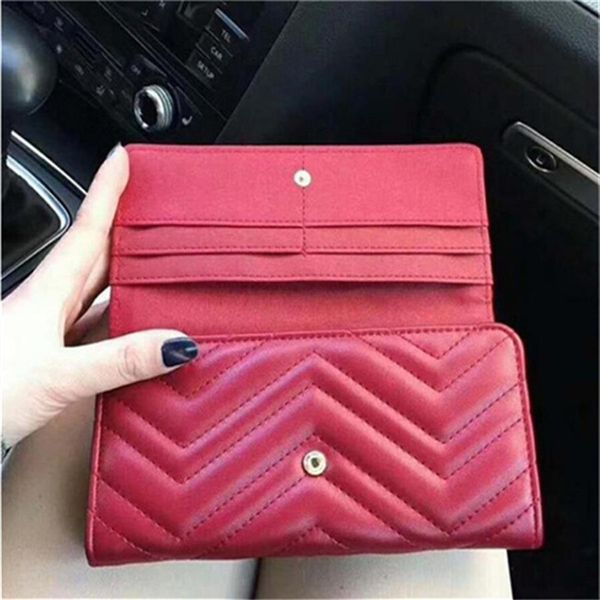 

classic humanoid pattern wallet women bag quilted leather rectangular covered black red wallets purses bags218r