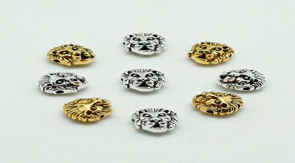 

metal charms diy antique sliver gold color tibetan lion head beads spacer beads for jewelry making 11x12mm5848755, Blue;slivery