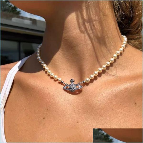 

necklaces pendant pearl necklace women designer design beaded ladies diamond pin pearles party drop delivery je dh4os, Silver
