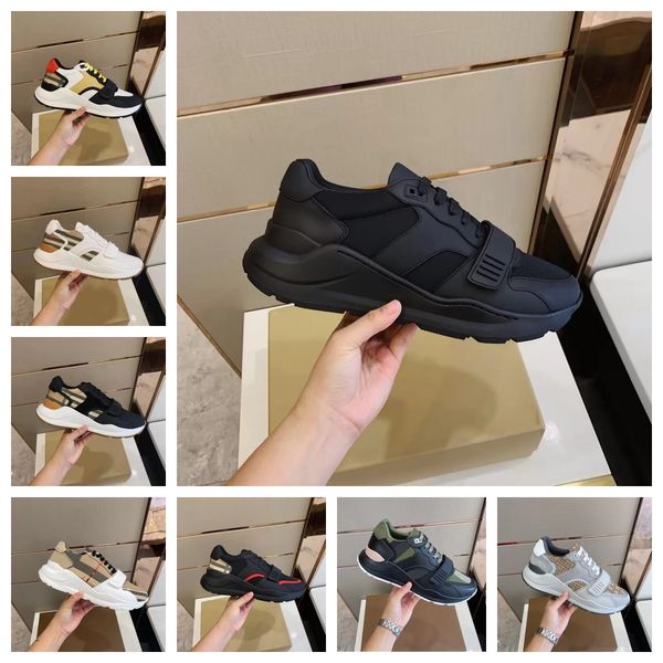 

designers shoes vintage women check sneakers designer men suede leather gingham sneaker front fastening ankle trainers casual sports shoes 3, Black