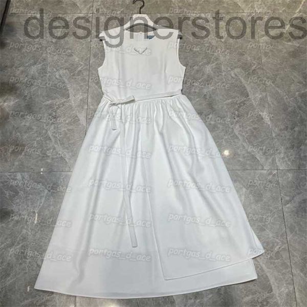 

designer triangle badge women dress summer casual tank es with belt fashion holiday white est k8pk, Black