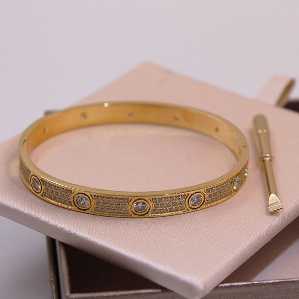 

high end full diamond bracelet bangle men and women deluxe screw bracelet fashion classic love designer bracelet party wedding accessories c, Black