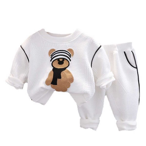 

clothing sets new autumn fashion children clothes for girls baby boys cartoon t-shirt pants 2pcs/set toddler casual sportswear kids tracksui, White