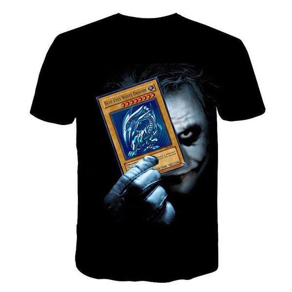 

men's t-shirt summer trend poker clown 3d digital printed short sleeve t-shirt men, White;black