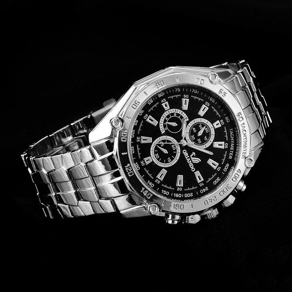 

oriando man watches quartz silver color stainless steel wristwatch male fashion classic dress business watch, Slivery;golden