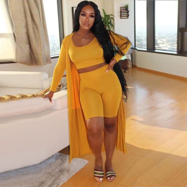 

womens two piece pants solid color three piece sleeveless vest shorts long sleeve jacket women summer slim fashion streetwear casual suit 23, White