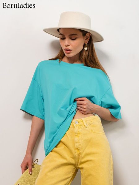 

women's t-shirt bornladies women's summer 100% cotton t-shirt bottom basic fashion solid women's short sleeve loose 230407, White