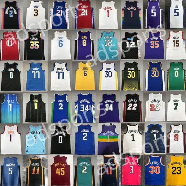 

city basketball stephen curry jersey kevin durant ja morant devin booker james tatum jimmy butler lillard embiid luka doncic giannis antetok, Black;red