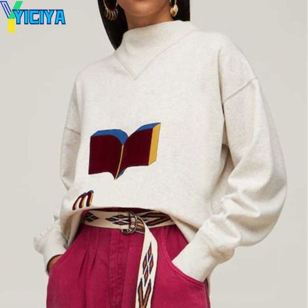 

yiciya mar--ant brand woman sweatshirts 2023 sweet o-neck pullovers thick autumn winter candy color loose streetwear solid female clothing y, Black