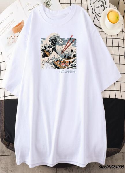 

japan style sushi ukiyo e harajuku print tshirt mens anime tshirts oversize t shirt casual breathable tee clothing men039s ts4963216, White;black
