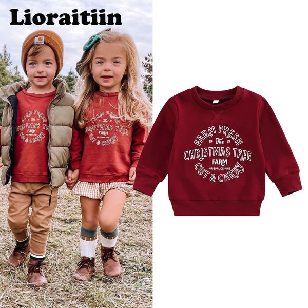 

hoodies sweatshirts -08-17 lioraitiin 0-4years toddler baby girl boy autumn sweatshirt long sleeve letter christmas tree printed santa cloth, Black